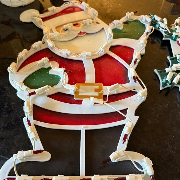 2PC VTG 2000 Impact Plastics Lighted Candy Cane Santa Claus Christmas Decoration - Picture 14 of 16